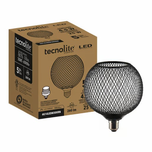 LUMINARIO LED DECORATIVO 4.5W 127V 30K E27 NEGRO TECNO LITE