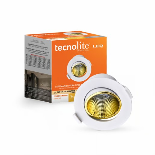LUMINARIO REDONDO EMPOTRAR TECHO LED 7W 100-240V IP20 3000K 560LM MENKAR BLANCO DORADO TECNOLITE