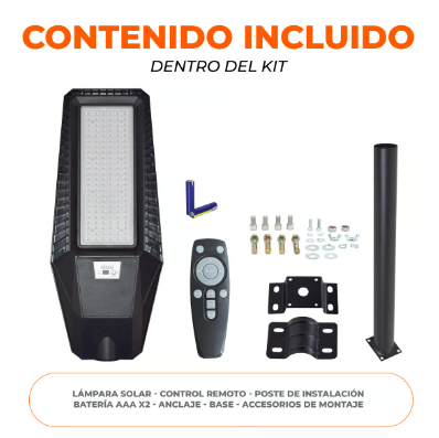 LAMPARA SOLAR SOBREPONER PARED LED 10.5W 3.2V 6500K 1500LM NEGRO TECNOLITE