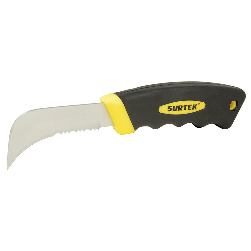 CUCHILLO CURVO PARA LINOLEO 8 DENTADO ACERO INOXIDABLE CON MANGO BIMATERIAL SURTEK