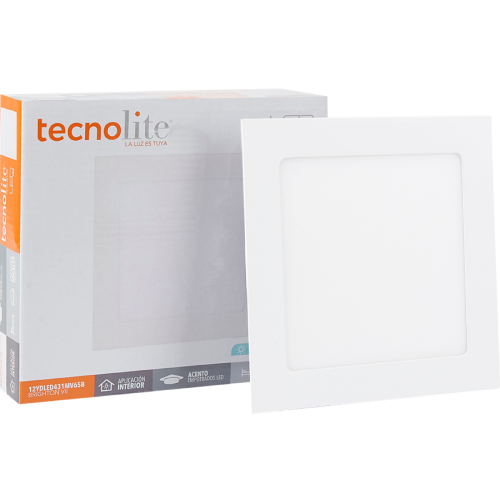 LUMINARIO CUADRADO EMPOTRAR TECHO LED 12W 100-240V 6500K 720LM BRIGHTON VII BLANCO TECNOLITE