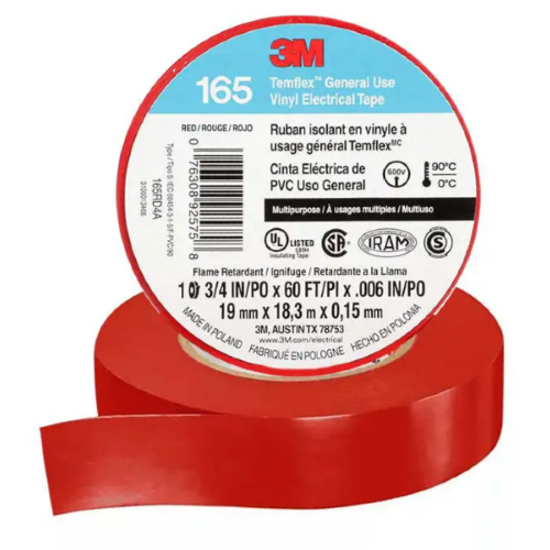 CINTA AISLAR TEMFLEX #165 19MMX18.00M ROJO 3M