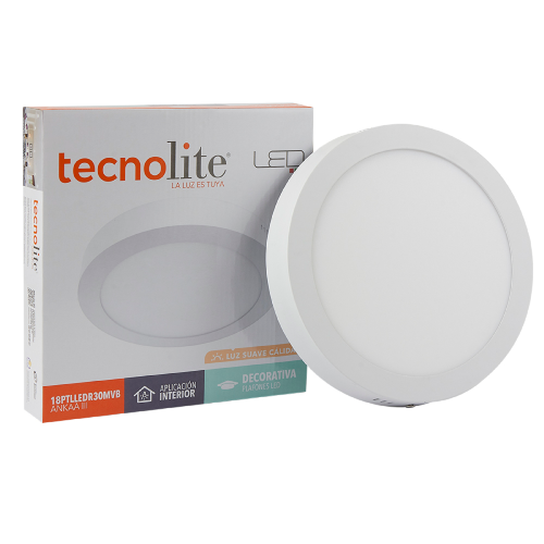 LUMINARIO REDONDO SOBREPONER TECHO LED 18W 100-240V 3000K 1200LM 15000H ANKAA III BLANCO TECNOLITE