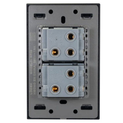 PLACA PLANA 2 APAGADORES ESCALERA NEGRO FLAT LUCEK