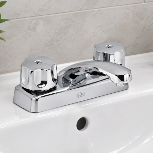 MEZCLADORA PARA LAVABO 4" CON MANERAL POMO CROMO ALAN