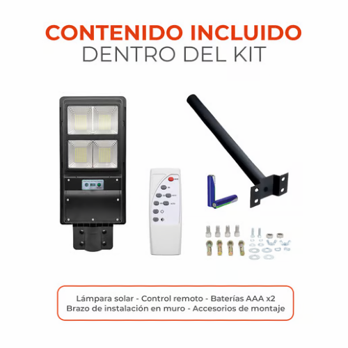 LAMPARA SOLAR SOBREPONER LED 40W 3.2V IP65 900LM 30000LM CORONA I NEGRO TECNOLITE