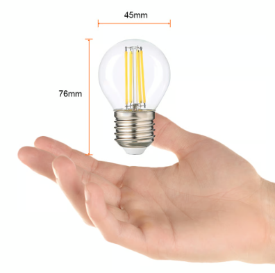 FOCO GLOBO G45 LED 4W E27 127V IP20 6500K 500LM 15000H TRANSPARENTE TECNOLITE