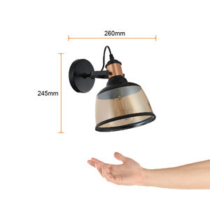 LUMINARIO SOBREPONER PARED E27 100-240V COLUMBA III NEGRO/DORADO TECNOLITE
