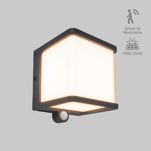 LUMINARIO ARBOTANTE SOLAR SOBREPONER PARED LED 7.5W 3.7V IP54 3000K 500LM PERDITA GRIS TECNOLITE