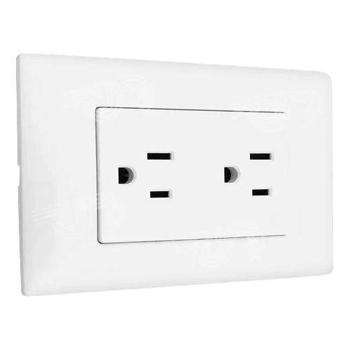 CONTACTO DUPLEX BLANCA 2P+T 127V CON PLACA ROYER 100