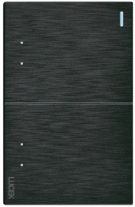 PLACA PLANA 2 APAGADORES ESCALERA NEGRO FLAT LUCEK