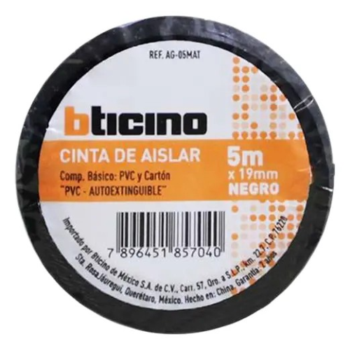 CINTA AISLAR 19MMX5.00M NEGRO BTICINO