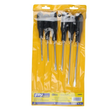 JUEGO DE DESARMADORES 6 PIEZAS MANGOS NEGROS SURTEK