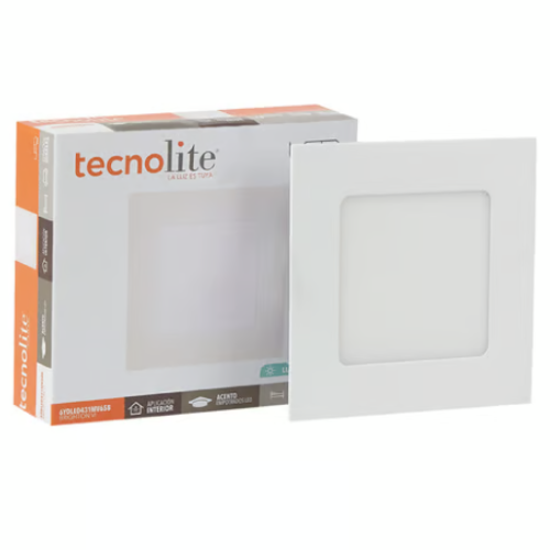 LUMINARIO CUADRADO EMPOTRAR TECHO LED 6.5W 100-240V 3000K 320LM 15000H TECNOLITE