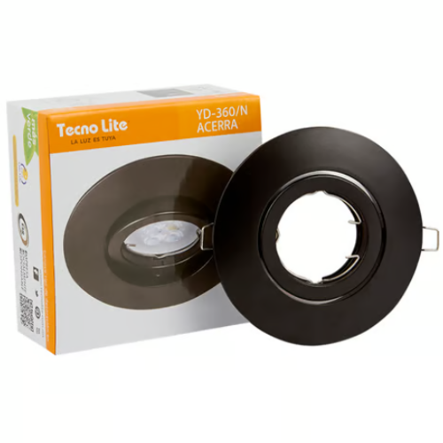 LUMINARIO REDONDO EMPOTRAR TECHO GX5.3 MR16 100-240V ACERRA NEGRO TECNOLITE