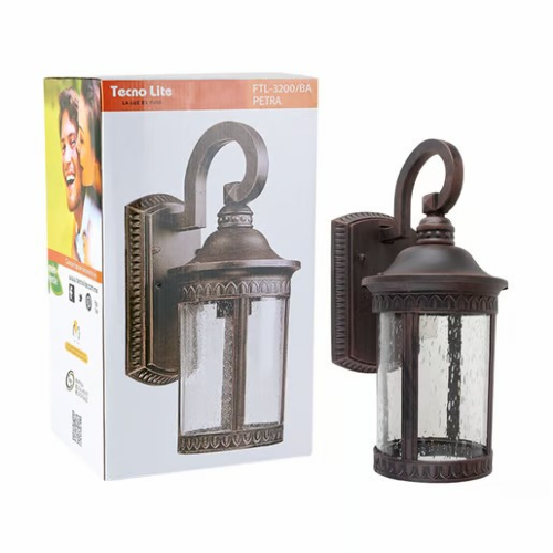 LUMINARIO FAROL SOBREPONER PARED E27 100-240V IP44 PETRA BRONCE ANTIGUO TECNOLITE