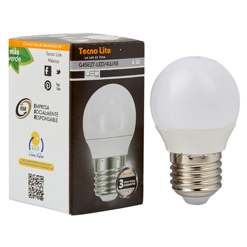 FOCO GLOBO G45 LED 4W E27 100-240V 6500K 250LM 15000H BLANCO TECNOLITE