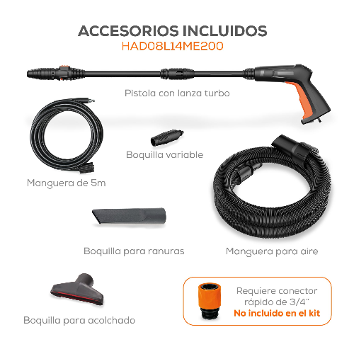 HIDROLAVADORA ELECTRICA 4 EN 1 HOBBY CLEAN VACUUM 2HP 120V 8LPM EVANS