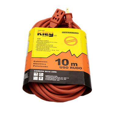 EXTENSION ELECTRICA USO RUDO CAL.16 127V 5.00M NARANJA KLEY