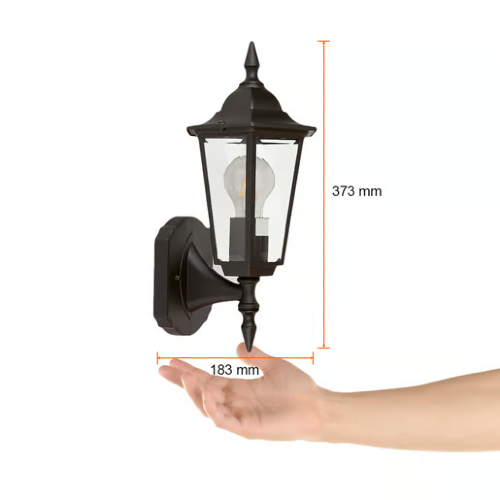 LUMINARIO FAROL SOBREPONER PARED E27 100-240V IP44 SAN REMO NEGRO TECNOLITE