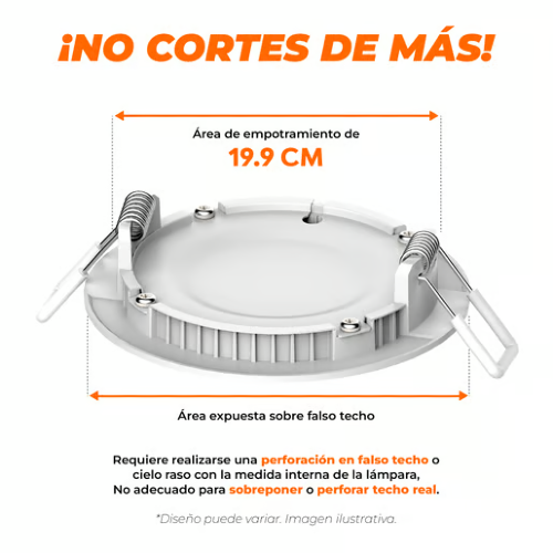 LUMINARIO REDONDO EMPOTRAR TECHO LED 18W 100-240V 3000K 1200LM BUCARAMANGA VIII BLANCO TECNOLITE