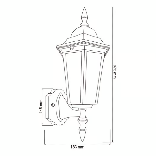 LUMINARIO FAROL SOBREPONER PARED E27 100-240V IP44 SAN REMO NEGRO TECNOLITE