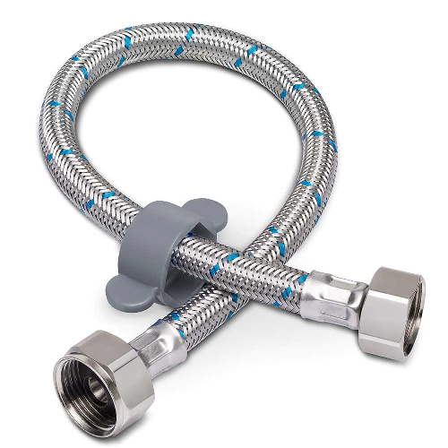 MANGUERA PARA LAVABO Y FREGADERO FLEXIBLE ACERO INOX. 40CM 1/2X1/2 ROTOPLAS