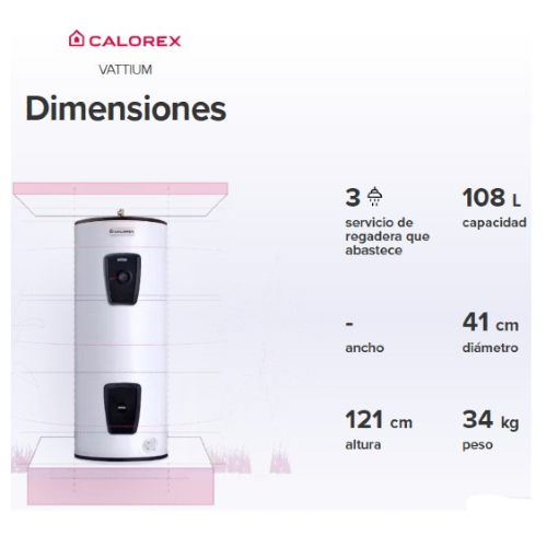 CALENTADOR DE DEPOSITO ELECTRICO VATTIUM 108L E-30 220V 3 SERVICIOS CALOREX